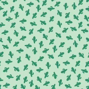 Green seamless pattern with cacti Stock Illustration