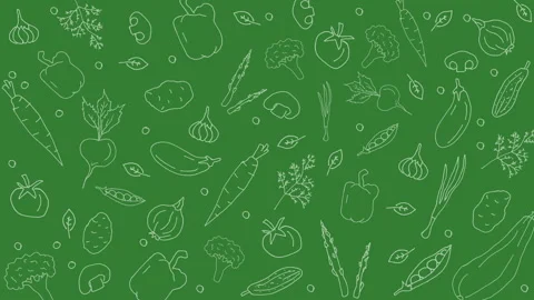Green seamless pattern with hand-drawn vegetables and herbs. Looped animation. Vídeo Stock 319022182