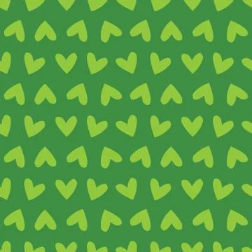 Green seamless pattern with hearts Stock Illustration
