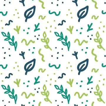Green seamless pattern with leaves and branches. International Mother Earth Day Stock Illustration