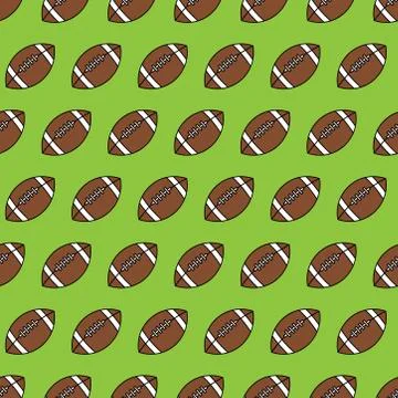Green seamless pattern with rugby balls Stock Illustration
