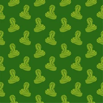 Green seamless pattern with snake cobra silhouette Stock Illustration