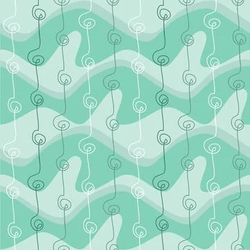 Green seamless pattern for textile design, art illustration hand drawn Stock Illustration