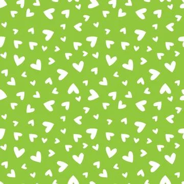 Green seamless pattern with white hearts Stock Illustration