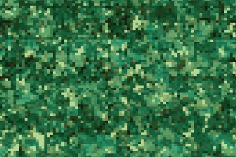 Green seamless pixel camouflage pattern texture background Stock Illustration