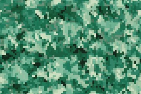 Green seamless pixel camouflage pattern texture background Stock Illustration