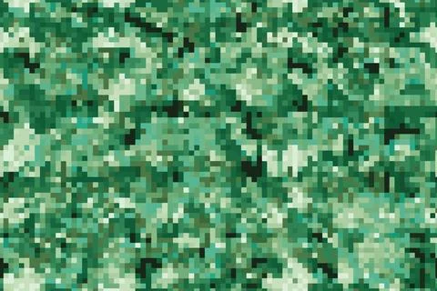 Green seamless pixel camouflage pattern texture background Stock Illustration