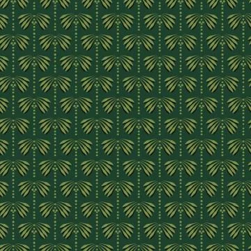 Green seamless vector pattern with coconut palm trees Stock Illustration