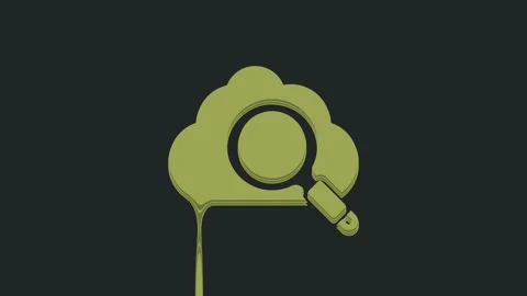 Green Search cloud computing icon isolated on black background. Magnifying glass Stock Footage 235518555