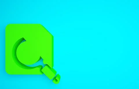 Green Search concept with folder icon isolated on blue background. Magnifying Stock-Illustration