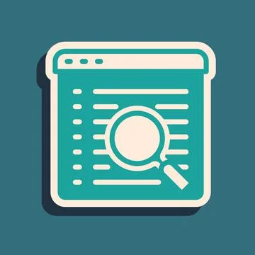 Green Search engine icon isolated on green background. Long shadow style. Vector 스톡 일러스트