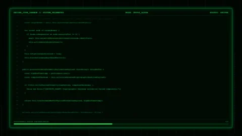 Green Secure Core Daemon Telemetry Source Code Terminal Screen. Stock Footage 347453951
