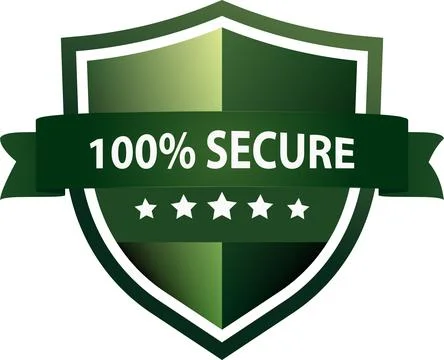 Green Secure Shield Badge with Ribbon Banner and Five Stars Vector Illustrati Stock Illustration