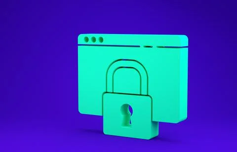 Green Secure your site with HTTPS, SSL icon isolated on blue background. Inte 库存插图
