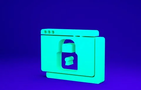 Green Secure your site with HTTPS, SSL icon isolated on blue background. Inte 库存插图