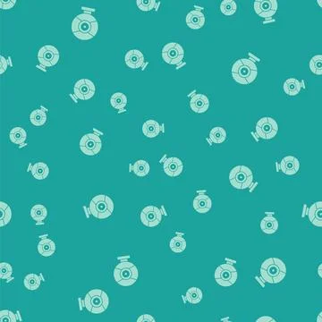 Green Security camera icon isolated seamless pattern on green background. Vector Illustrazione stock