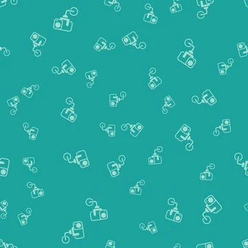 Green Security camera icon isolated seamless pattern on green background. Vector Stock Illustration