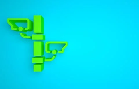 Green Security camera icon isolated on blue background. Minimalism concept. 3D Stock Illustration