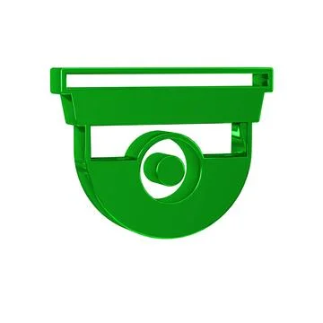 Green Security camera icon isolated on transparent background. Illustrazione stock