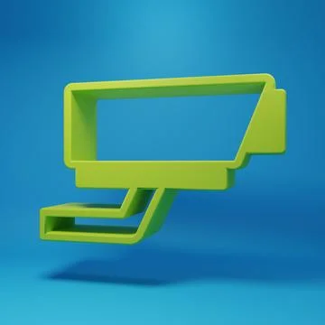 Green Security camera icon isolated on blue background. Minimalism concept... Stock Illustration
