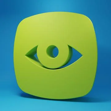 Green Security camera icon isolated on blue background. Minimalism concept... Illustrazione stock
