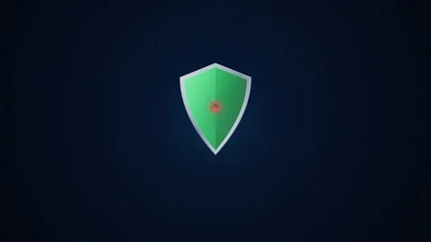 Green security shield repelling virus attack on dark background. 4K 스톡 동영상 343265784