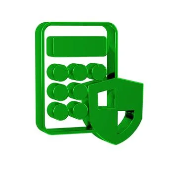 Green Security system control panel with display icon isolated on transpare.. Stock Illustration