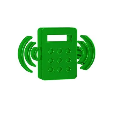 Green Security system control panel with display icon isolated on transparent Stock Illustration