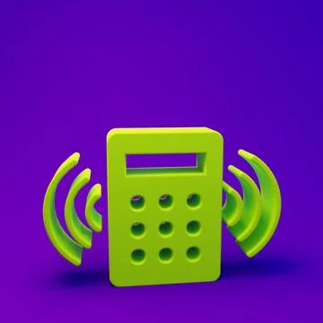 Green Security system control panel with display icon isolated on purple-bl.. Illustrazione stock