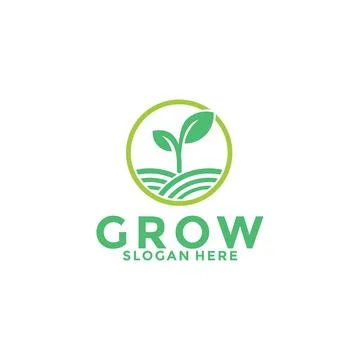 Green Seed logo type vector, Grow logo design template Stock Illustration