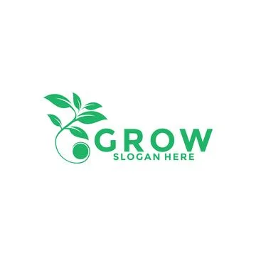 Green Seed logo type vector, Grow logo design template Stock Illustration