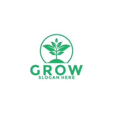 Green Seed logo type vector, Grow logo design template Stock Illustration
