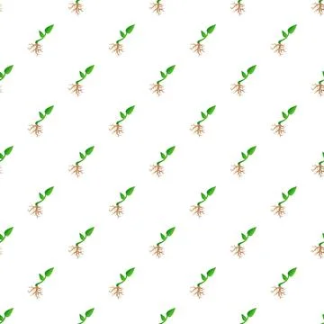 Green seedling plant roots pattern repeating background イラスト素材