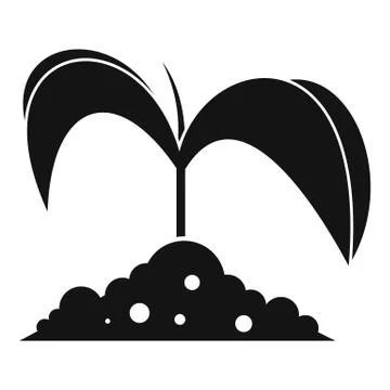 Green seedling in soil icon, simple style Illustration