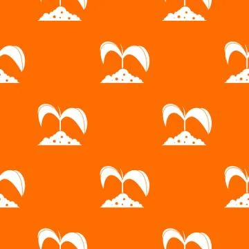 Green seedling in soil pattern seamless Illustration