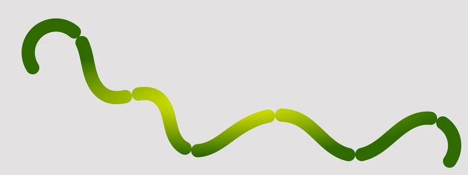 Green segmented bead line, lime wavy path, organic capsule curve Ilustración de archivo