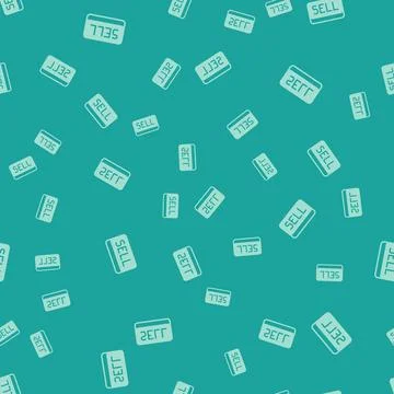 Green Sell button icon isolated seamless pattern on green background. Financi 스톡 일러스트