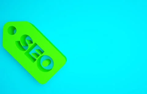 Green SEO optimization icon isolated on blue background. Minimalism concept.  Stock Illustration