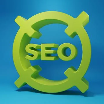 Green SEO optimization icon isolated on blue background. Minimalism concept.. Stock Illustration