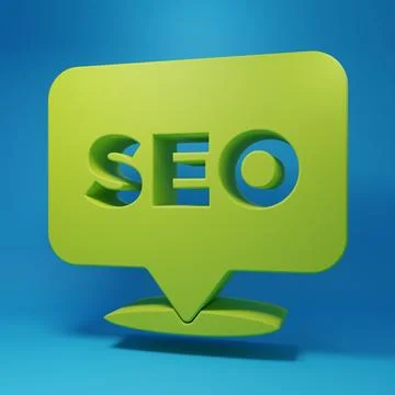 Green SEO optimization icon isolated on blue background. Minimalism concept.. Stock Illustration