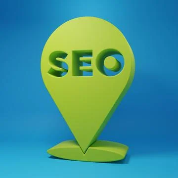 Green SEO optimization icon isolated on blue background. Minimalism concept.. Stock Illustration