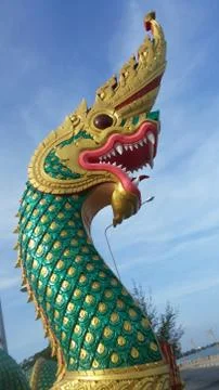 Green Serpent Statue 库存照片