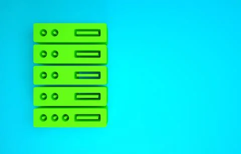 Green Server, Data, Web Hosting icon isolated on blue background. Minimalism  스톡 일러스트