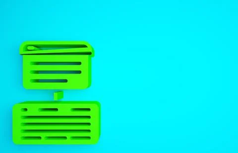 Green Server, Data, Web Hosting icon isolated on blue background. Minimalism  스톡 일러스트