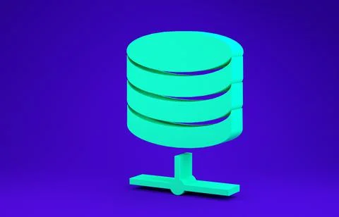 Green Server, Data, Web Hosting icon isolated on blue background. Minimalism  Illustrazione stock