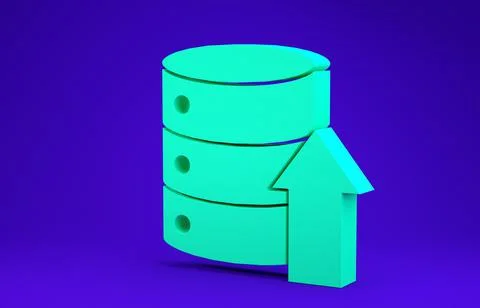 Green Server, Data, Web Hosting icon isolated on blue background. Minimalism  Illustrazione stock