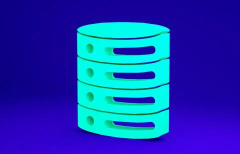 Green Server, Data, Web Hosting icon isolated on blue background. Minimalism  Illustrazione stock