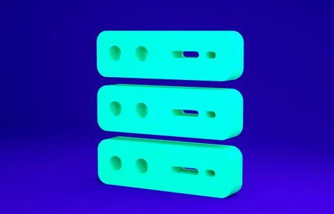 Green Server, Data, Web Hosting icon isolated on blue background. Minimalism  Stock Illustration