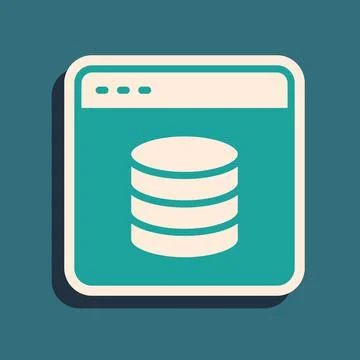 Green Server, Data, Web Hosting icon isolated on green background. Long shadow 스톡 일러스트