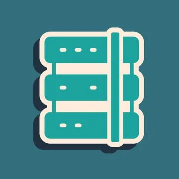 Green Server, Data, Web Hosting icon isolated on green background. Long shadow Stock Illustration